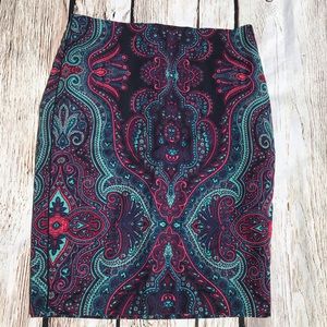 Adrianna Papell paisley pencil skirt 8